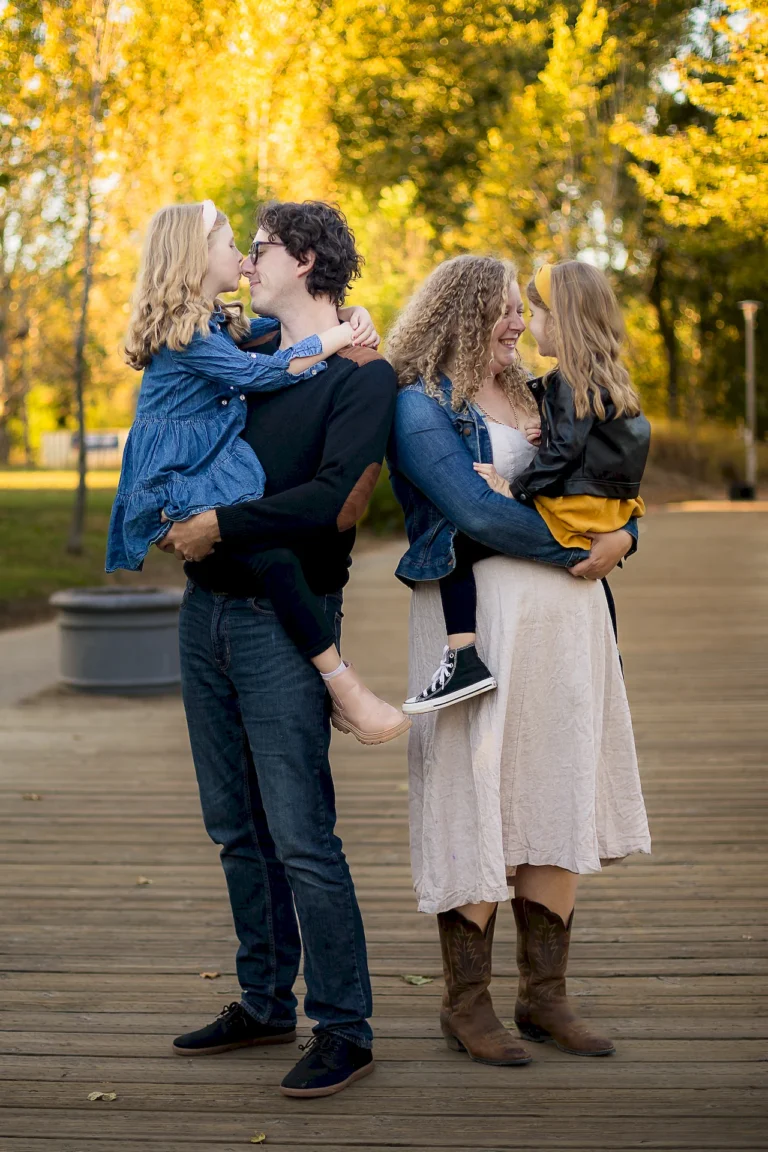 Family portrait on the boardwalk at Toronto beaches