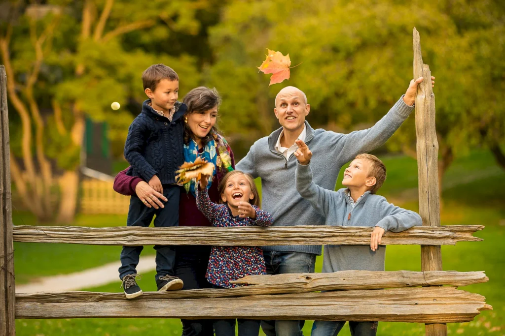 Family photography session in fall at Todmorden Mills