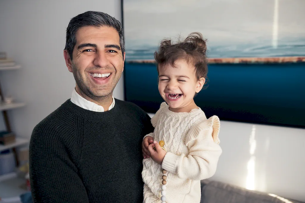 Dad and daughter portrait in east york home