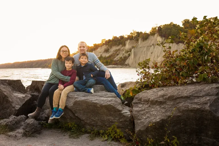 Family portrait with Scarborough Bluffs in background.