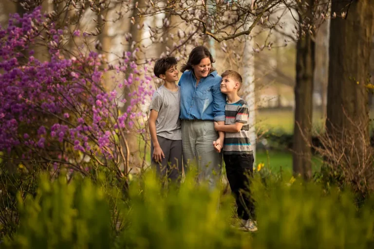 family photo in kew gardens in the spring